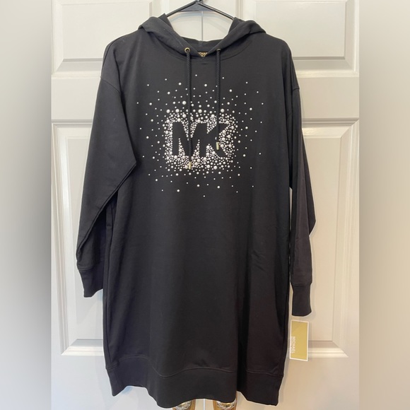 Michael Kors Dresses & Skirts - Michael Kors - Black Hoodie Cotton Long Sleeve Dress - NWT!!